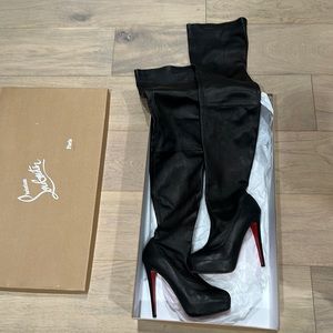 Christian Louboutin Black Over-the-Knee Boots with Iconic Red Soles